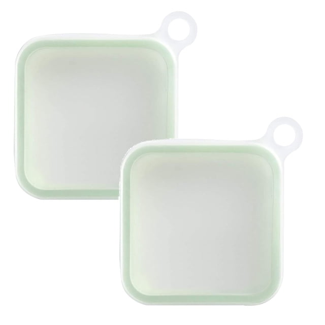 Oleegame 2PC Produce Storage Silicone Sandwich Container For Lunch Boxes Food Storage Containers With Lids Meal Prep Reusable Bag Box Microwave Freezer & Dishwasher Green