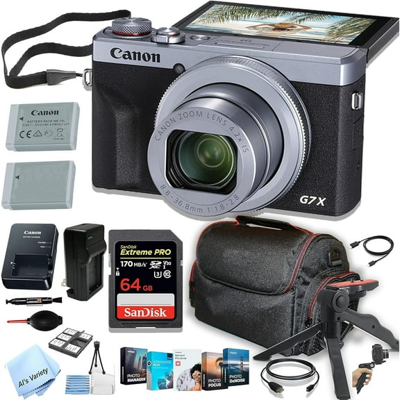 Canon PowerShot G7 X Mark III (Silver) Digital Camera, 64GB Extreme SD Card and More