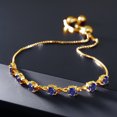 thumbnail image 3 of Gem Stone King 18K Yellow Gold Plated Silver Blue Created Sapphire Infinity Tennis Bracelet for Women (2.45 Cttw, Gemstone September Birthstone, Round 4.5MM, Fully Adjustable up to 9 inch), 3 of 4