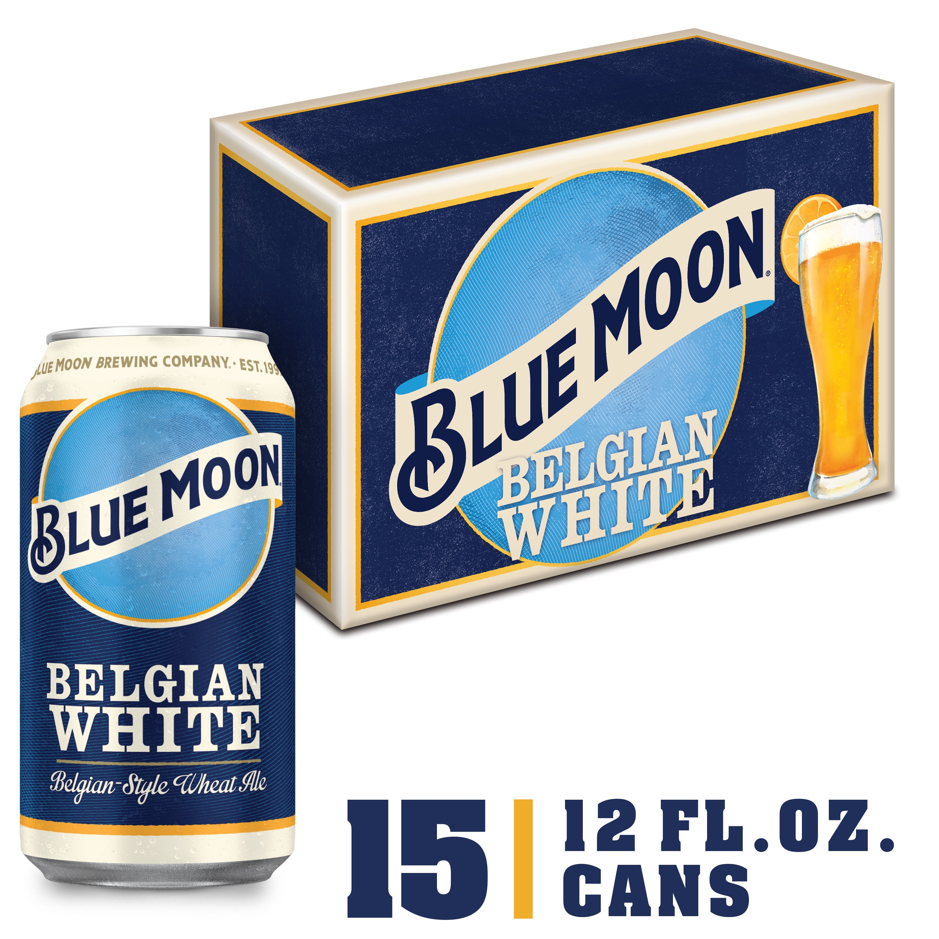 Blue Moon Belgian White Wheat Craft Beer, 15 Pack, 12 fl oz Cans