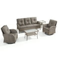 thumbnail image 2 of Opohoro 5-Piece Outdoor Conversation Set with Swivel Rocking Chairs, Patio Sofa, Coffee & Side Tables, Gray/Gray, 2 of 14