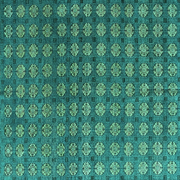 Ahgly Company Indoor Square Oriental Turquoise Blue Modern Area Rugs, 4' Square