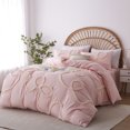 thumbnail image 7 of 3 Pieces Duvet Covers Set, Boho Tufted Comforter Sets with Zipper Closur, Soft Breathable Floral Bedding Set for All Seasons(Pink,Queen  90"x90"), 7 of 7