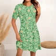 thumbnail image 2 of Vestido Corto para las Mujeres Cuello Redondo Manga Corta Impresa Suéter, Moda Casual Estilo Línea, 2 of 5