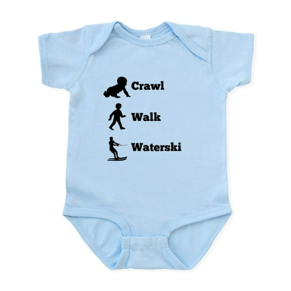 CafePress - Crawl Walk Waterski Body Suit - Baby Light Bodysuit, Size Newborn - 24 Months