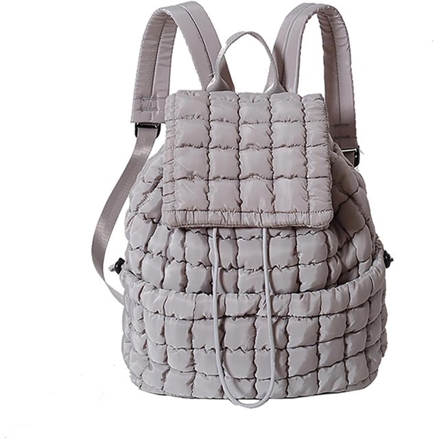 LHSHIDU Backpack for Women - Trendy Drawstring Puffy Backpack (Black)