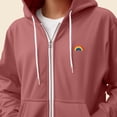 thumbnail image 5 of Dalix Rainbow Embroidered Zip Hoodie Fleece Long Sleeve Pocket Warm Soft Mens in Mauve L Large, 5 of 5