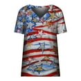 thumbnail image 4 of OAVQHLG3B Summer Tops for Women 4th of July Outfits for Women Patriotic ShirtsFashion Women Short Sleeve V-Neck Flag Printed Casual T-shirt Tops Blouse, 4 of 5