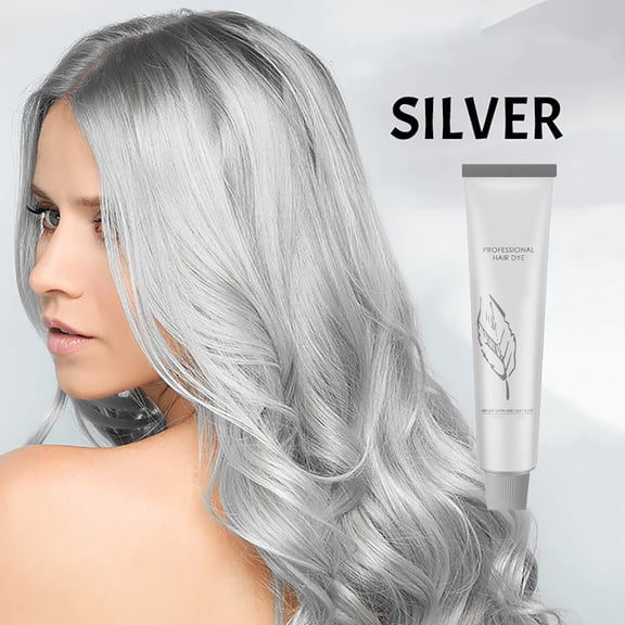 Natural Extract Mild Aromatic Gray Hair Dyes,Silver Hair Dye, 2 in 1 Natural Essence Extract Silver Hair Dye, Silver Metallic Hair Dye, Silver Gray Natural Hair Dye Cream(100g/3.53oz)