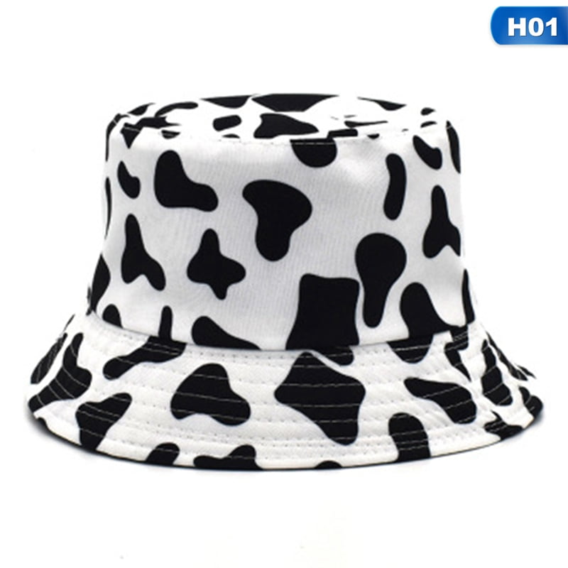 Cow Spot Travel Bucket Beach Sun Hat for Men Women Fisherman Cap
