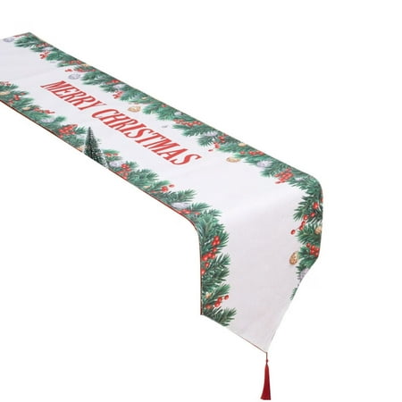 

HEVIRGO Table Runner Christmas Table Runner Double Layer Seasonal Wrinkle Free Tear Resistant Thicker Anti-scratch Cotton Flax Xmas Snowman Santa Claus Winter Dining Table Runner for Kitchen
