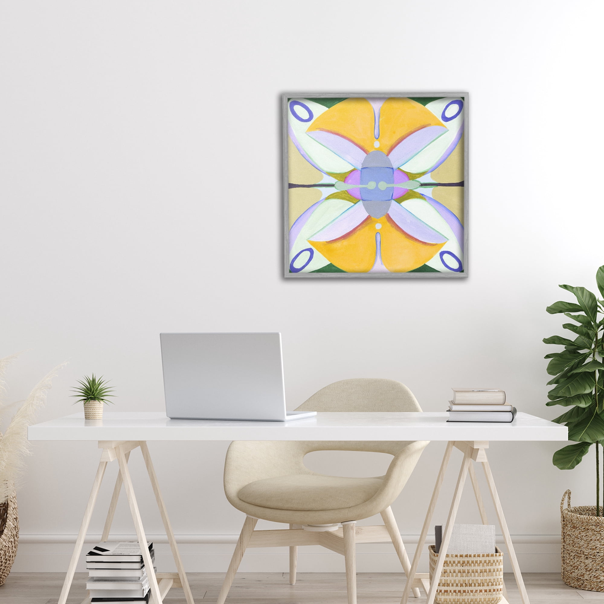 Stupell Industries Warm Revival Kaleidoscope Gray Framed Giclee Art, design by Melissa Wang