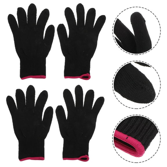 BESTOYARD Gloves for Hair Curling Heat Resistant Gloves Cotton 1 Set of 4Pcs Black