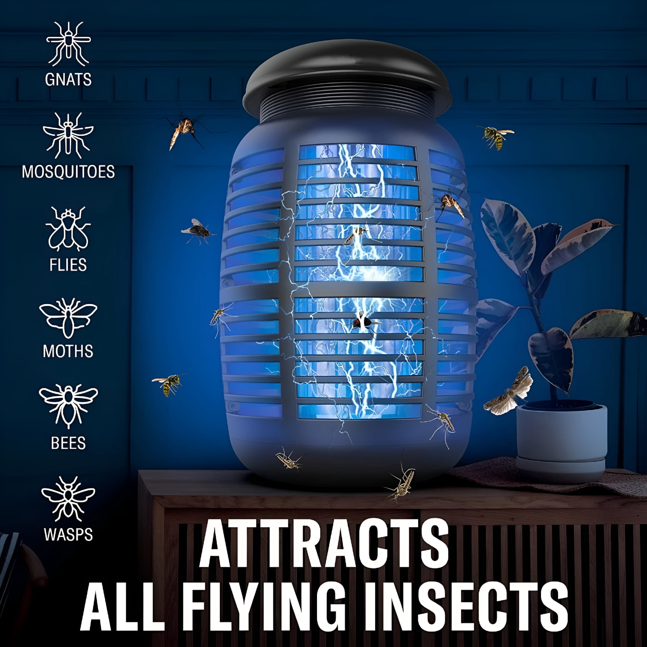 HIBIBUD Bug Zapper,Mosquito Zapper Fly Zapper for Outdoor & Indoor,Fly Traps for Backyard Patio Mosquito Zapper Indoor