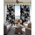 thumbnail image 4 of Black Rose Blackout Curtains 63 Inches Long for Bedroom, Vintage Pastoral Botanical Floral Leaves Vines Thermal Insulated Room Darkening Black Out Window Curtain Panels Grommet Drapes for Living Room, 4 of 8