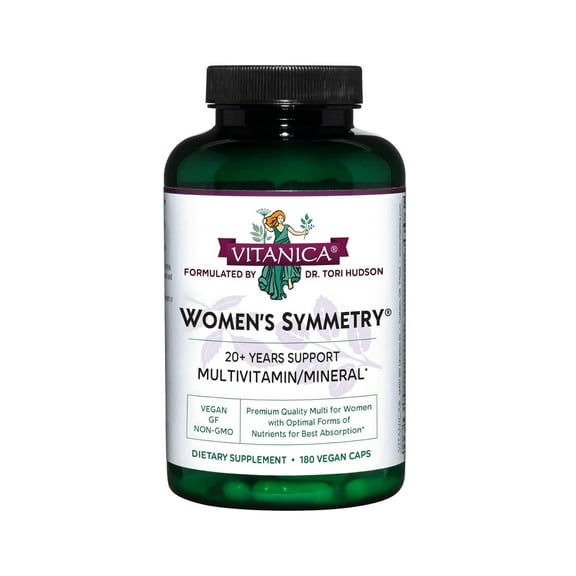 Vitanica Women's Symmetry, High Potency Daily Multivitamin, Vegan, 180 Capsules