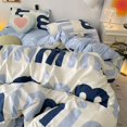 thumbnail image 1 of Korean Style Simple Bedding Set Twin Full Queen Size Letter Bed Linen Girls Grey Bed Flat Sheet Pillowcase Milk Duvet Cover Set, 1 of 6
