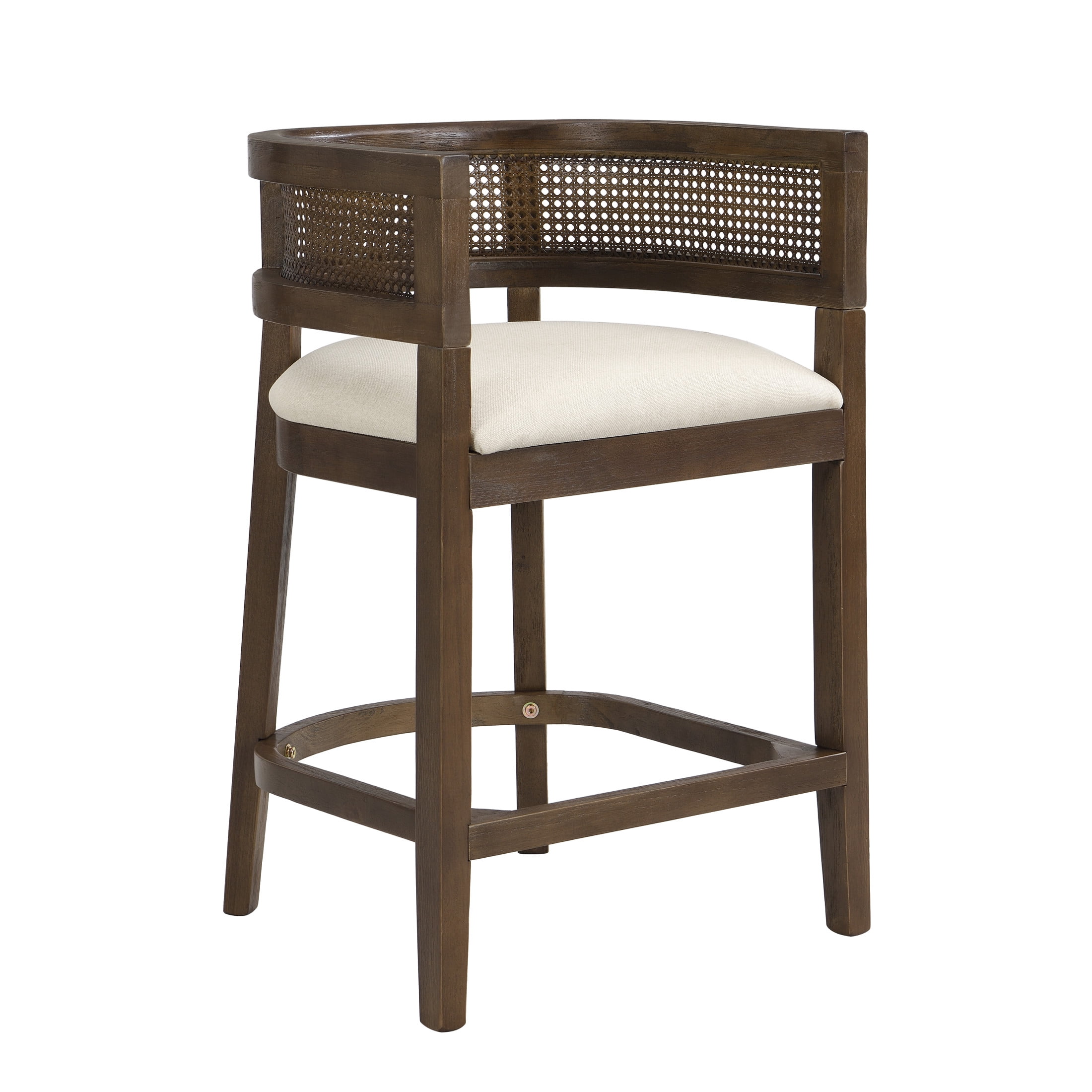 Christopher Knight Home 3-Piece Counter Height Dining Set, Pub Table with Rattan Arm Stools, Walnut