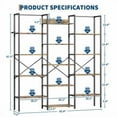 thumbnail image 3 of Studyset Triple Column 5-Tier Bookshelf,Bookcase W/14 Display Shelves, Rustic Industrial Bookshelf with Frame, Modern Wide Large Book Shelf Book Case, Ideal for Living Room, Home and Offcie, Black, 3 of 8