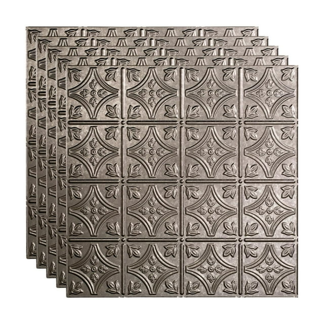 FASÄDE Traditional 1 Decorative Vinyl 2ft x 2ft Lay in Ceiling Panel in Galvanized Steel (5 Pack)