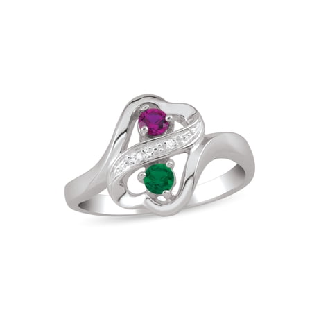 Personalized Couple's Ring in Sterling Silver with Diamond Accents by Jewlster