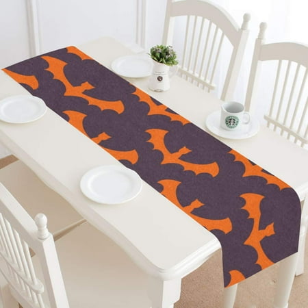 

MKHERT Happy Halloween Table Runner for Office Kitchen Dining Room Wedding Party 16x72 inch