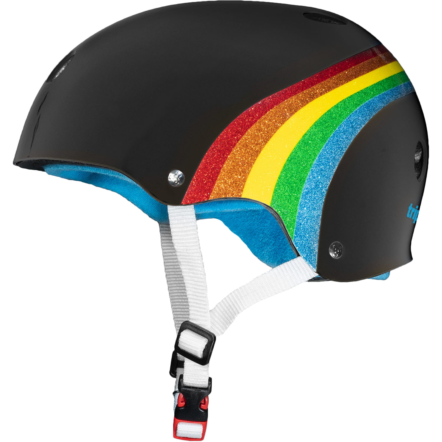 Triple Eight Certified Sweatsaver Skateboard Helmet Rainbow Sparkle/Black New