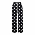 thumbnail image 5 of Wide Leg Pants for Women, Women's Polka Dot Wide Leg Pants High Waisted Drawstring Lounge Pants with Pockets Loose Fit Casual Bottoms for Daily Wear Travel Work Soft Comfy, 5 of 7
