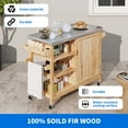 thumbnail image 6 of Uforic Outdoor Grill Table Solid Wood Storage Cabinet, Rolling Kitchen Island, Movable Bar Cart with Stainless Steel Top, 6 of 10