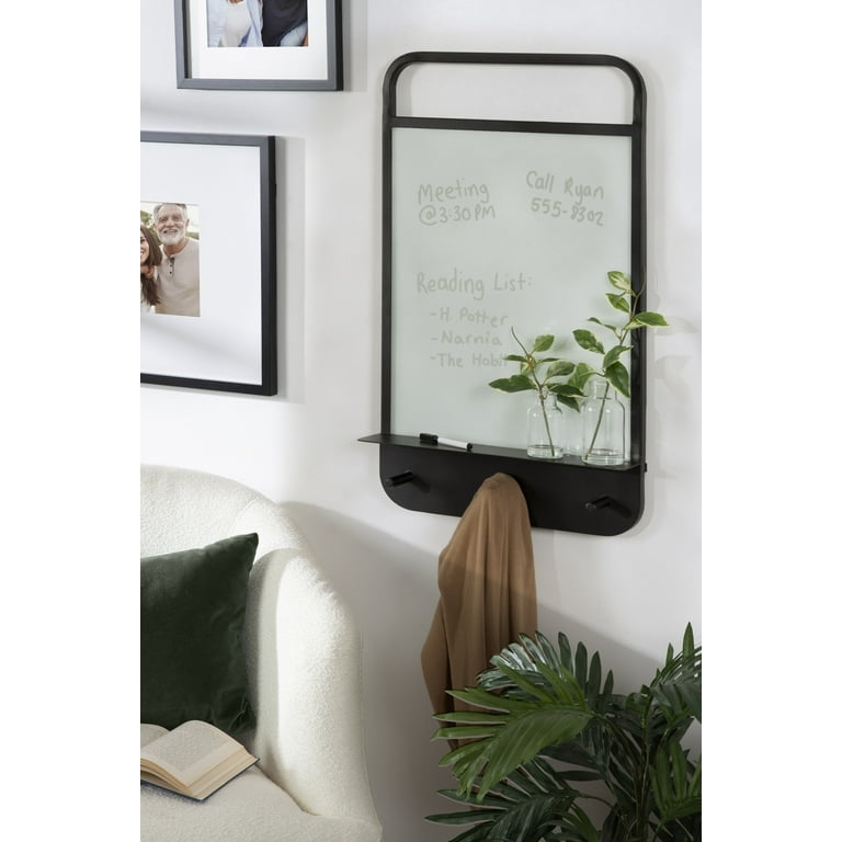 Kate and Laurel Decatur Hanging Wall Organizer with Hooks Black 18x5x30
