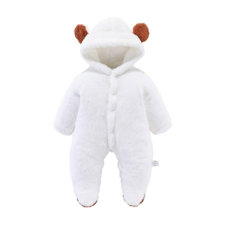 

DENGDENG Baby Unisex Cartoon Infant Rompers Embroidery Warm Winter Outfits Hooded Long-Sleeve Romper