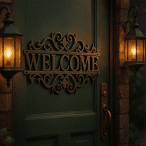 " HELLOYOUNG 13.78 Ornate Boho Welcome Metal Scrollwork Sign Horizontal Hanging for Front Porch/Living Room Art Metal Decoration Welcome Sign Front Porch Outdoor Garden Patio "