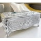 thumbnail image 1 of Soporte para caja de pañuelos faciales decorativos, funda para baño, oficina, soporte para pañuelos de plástico plateado, 1 of 5