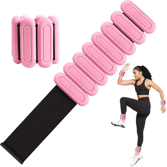 Wrist & Ankle Weights for Women, Wearable Strong Arm & Leg Weights 1 Pair（2 lbs）, Silicone Weighted Bracelet for Walking, Running