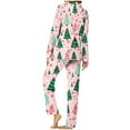 thumbnail image 6 of Mifsaly Christmas Pajama Sets for Women Xmas Trees Print Loose 2 Piece Pjs Long Sleeve V-Neck Sleepwear Lapel Button Down Nightwear High Waist Wide Leg Pants with Pockets 2025 Holiday Homewear, 6 of 6