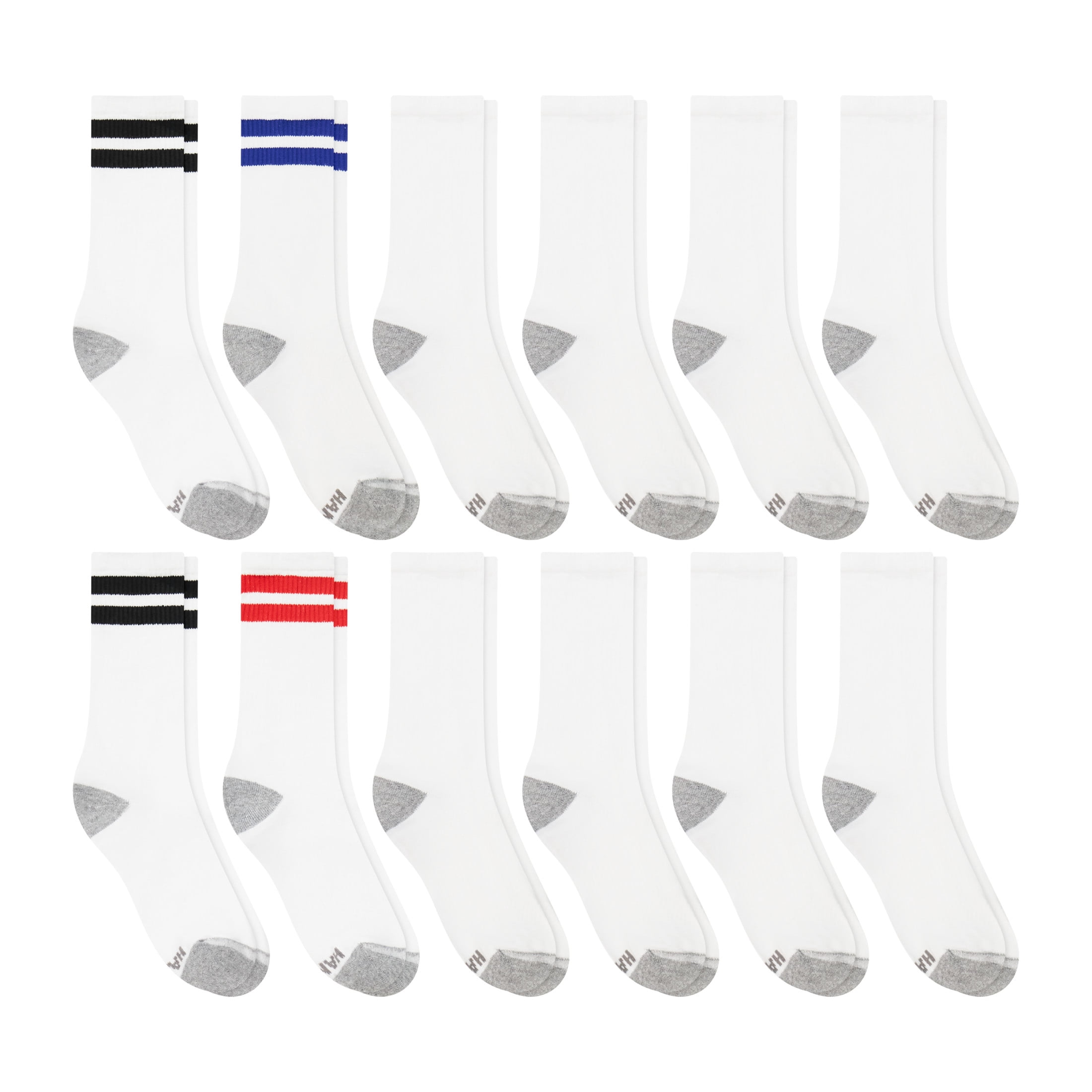 Hanes Mens Crew Socks Pack, 12-Pack, X-Temp, Active Cool Lightweight
