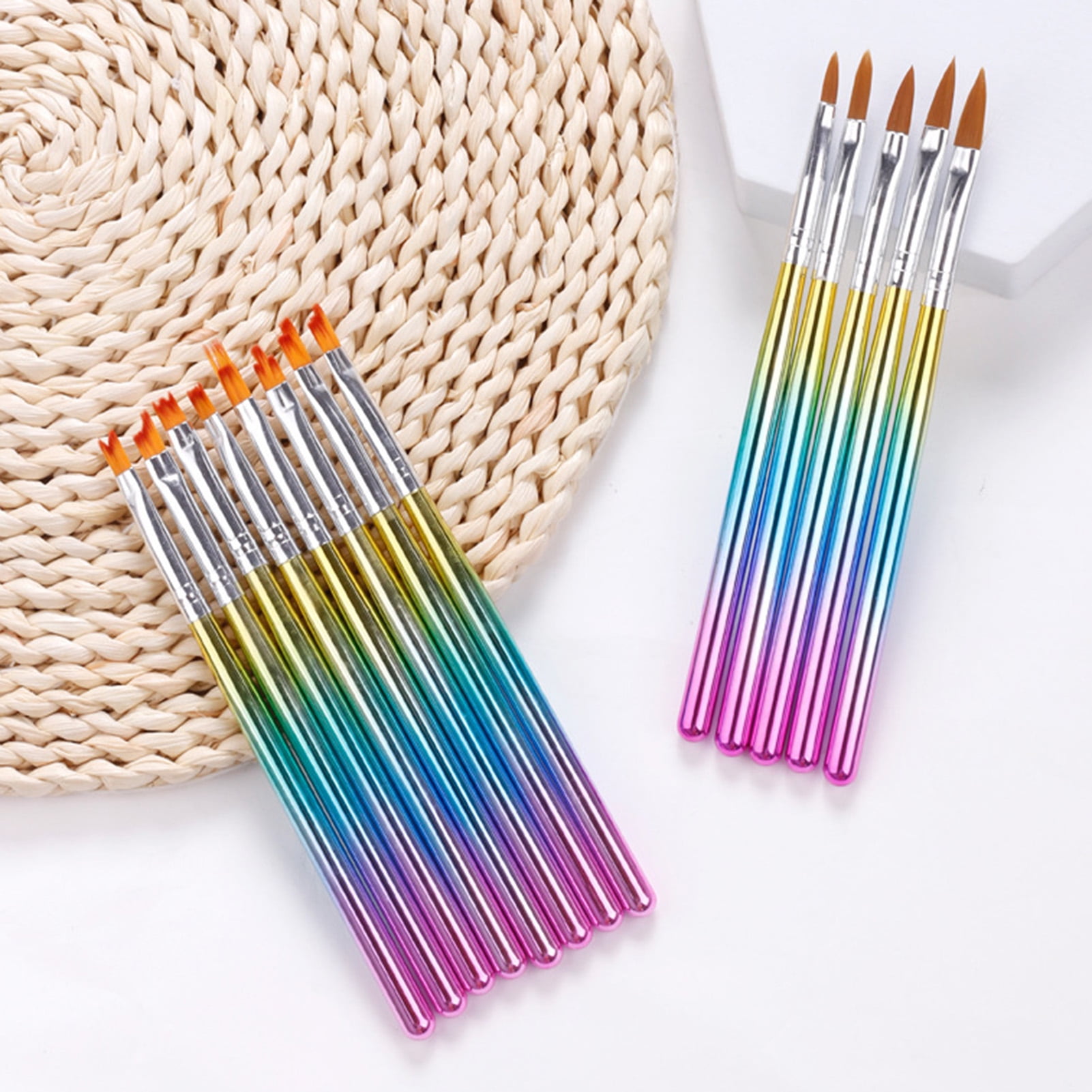 dianhelloya Nail Art Tools 5Pcs/8Pcs Nail Brushes Multifunctional  Electroplated Rod Soft Bristle Anti-slip Comfortable Grip Nails Beauty  Gradient Color Nail Art Pens Builder Tools for Salon 