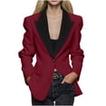 thumbnail image 1 of RXMEKW Slim Lapel Blazer for Women Long Sleeve Button Front Office Jacket for Work Solid Color, 1 of 7