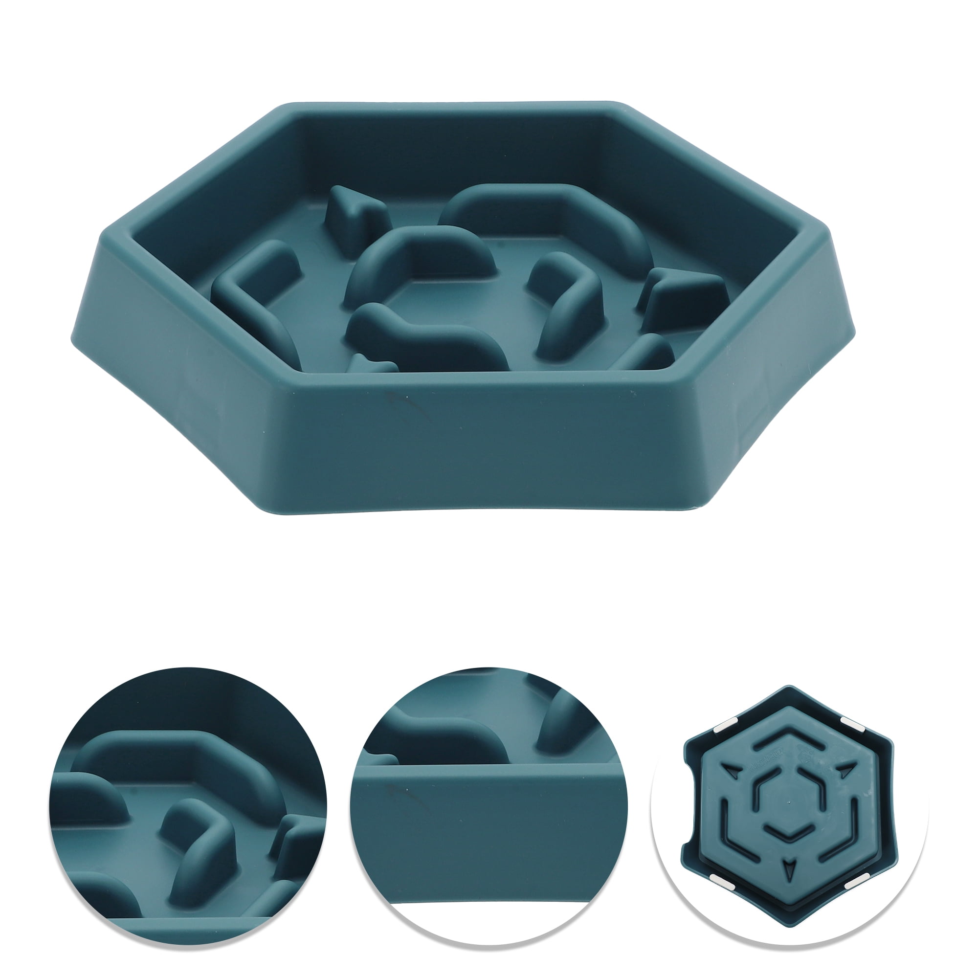 Unique Bargains 1 Pc Convenient Hexagon Shape Dog Bowl for Indoor and Outdoor Blue