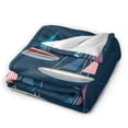 thumbnail image 2 of DouZhe Ultra-Soft Micro Fleece Lightweight Flannel Bed Blanket, Ocean Beach Sailboat Surfing Print Cozy Warm Throw Blankets, 60"x50", 2 of 7