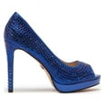 thumbnail image 3 of Lauren Lorraine Candie Blue Crystal Embellished Peep Toe Platform Formal Pump (9.5, Navy), 3 of 5
