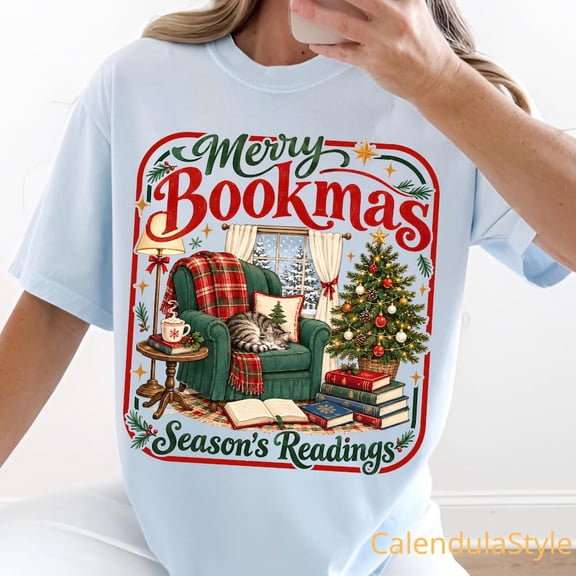 Merry Bookmas Season's Reading Christmas Shirt, All Booked For Christmas, Seasons Reading Xmas, Gift For Reader Library