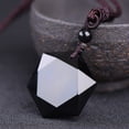 thumbnail image 3 of Collar con colgante de obsidiana con piedra energética de péndulo espiritual natural, serie estrella, estrella hexagonal, mar, seis estrellas Mong, cadena para clavícula, 3 of 5