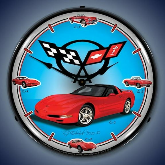 C5 Corvette History Lighted Clock