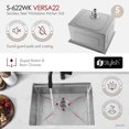 thumbnail image 2 of Stylish Undermount 22" Stainless Steel Single Bowl Workstation Kitchen Sink with 3 accs S-622WK, 2 of 12
