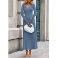 thumbnail image 5 of PRETTYGARDEN Women Sweater Dress Fall Fashion Long Sleeve V Neck Ribbed Knit Pleated A Line Elegant Maxi Winter Dresses, 5 of 10