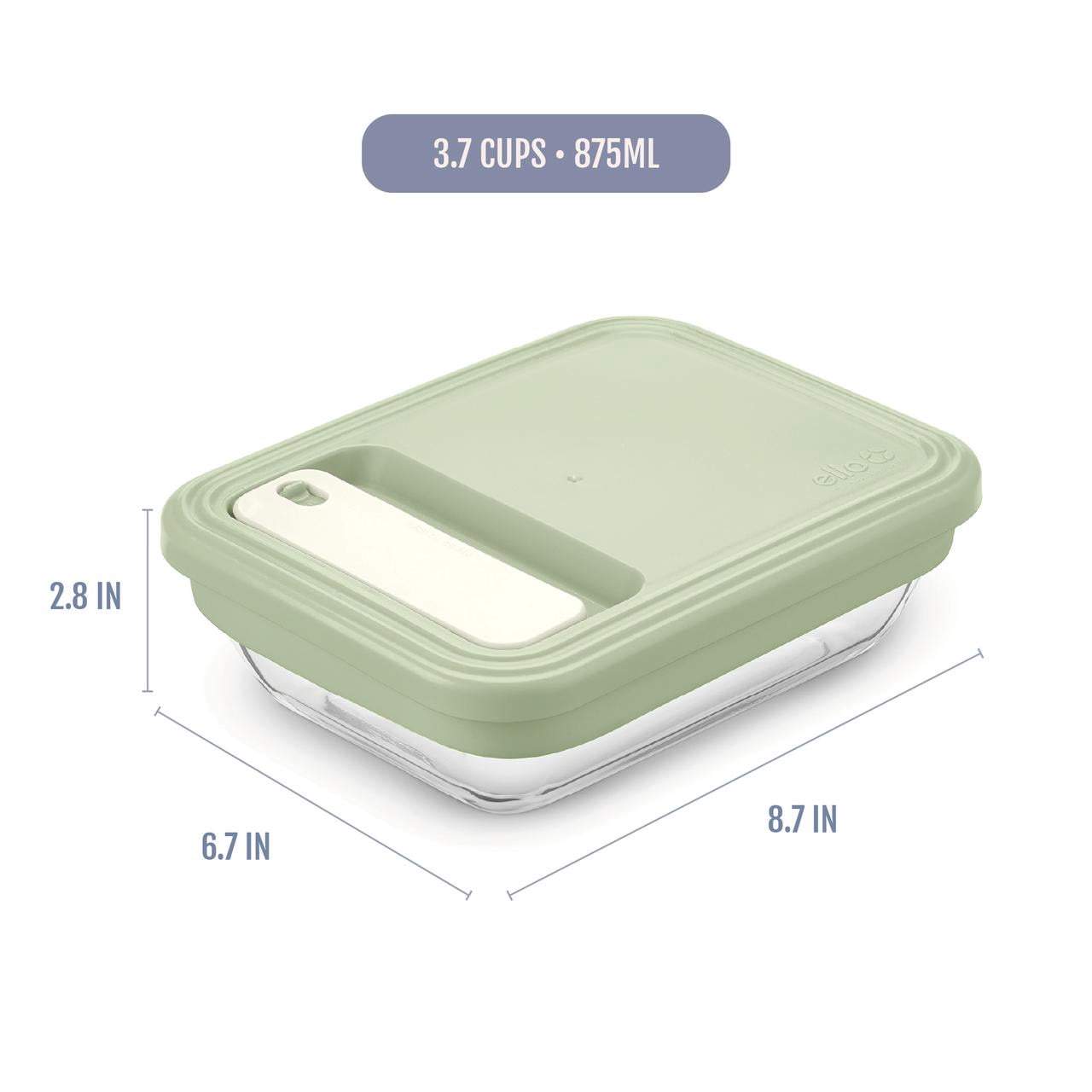 Ello Fresh Stack Glass 3.7cup 8piece Meal Prep Set, Designed to Help with Everyday Organization, and Meal Preparation