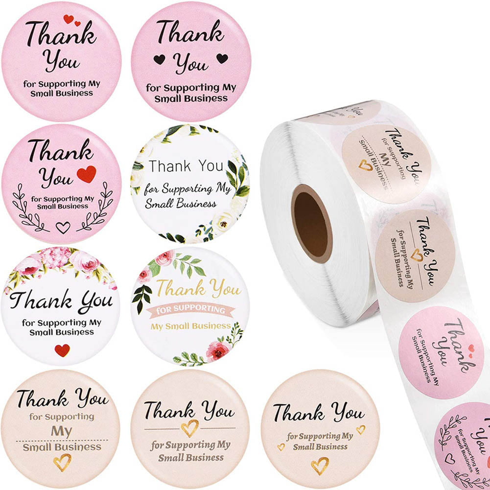 30 THANK YOU PINK ROSE ENVELOPE SEALS LABELS STICKERS PARTY FAVORS 1.5" ROUND 