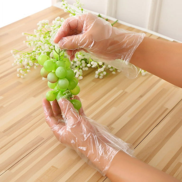 100 Pack Plastic Gloves Food Prep Gloves Bulk Disposable Gloves