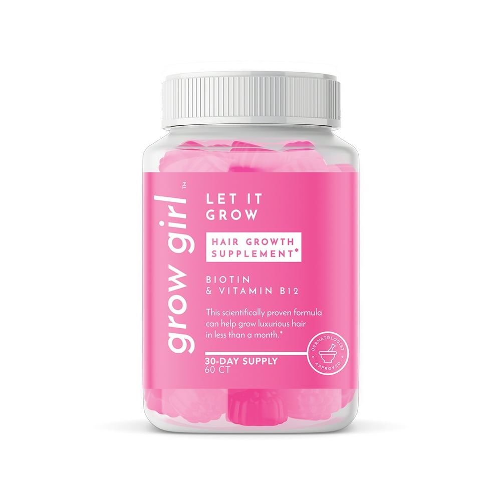 Grow girl let it grow hair growth supplements biotin vitamin b12 60 